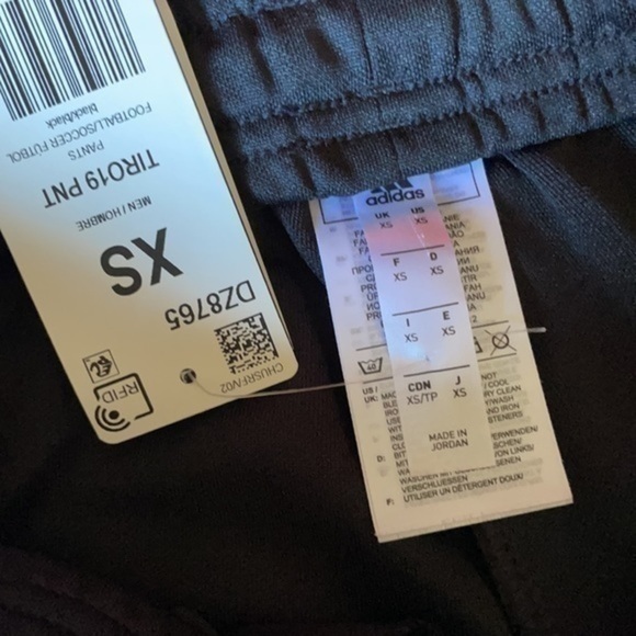 NWT Adidas soccer track training joggers skinny pants unisex black on black XS - Picture 10 of 10